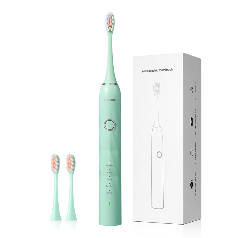 USB Rechargeable Soft Bristle Adult Electric Toothbrush Waterproof Ultrasonic Automatic with Replaceable Heads IPX7 Certified