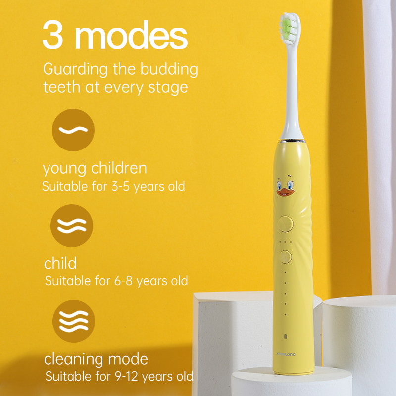 Wholesales Kids Yellow Duck Children Ultrasonic Sonic Electric Toothbrush for Kids Baby Sonic Toothbrush