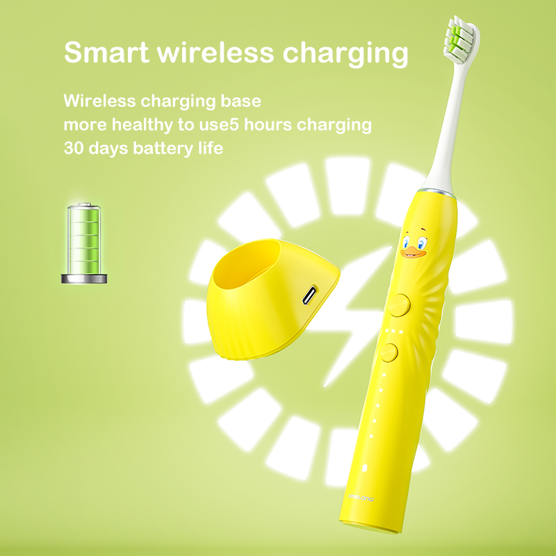 Wholesales Kids Yellow Duck Children Ultrasonic Sonic Electric Toothbrush for Kids Baby Sonic Toothbrush